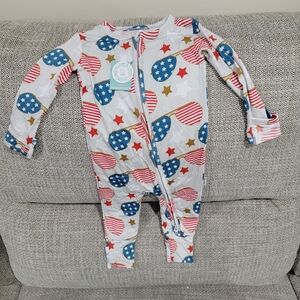 Red and Blue Footies One Piece with Enclosed Feet